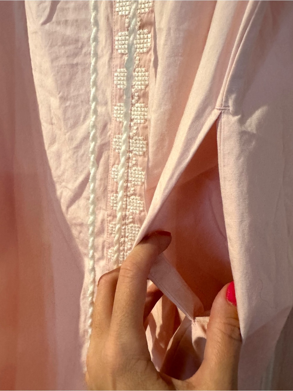 Julia Amory Embroidered Cotton Coatue Resort Maxi Dress Ballet Pink Size Small - Picture 9 of 16
